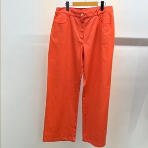 Bright Coral Wide-Leg Pants